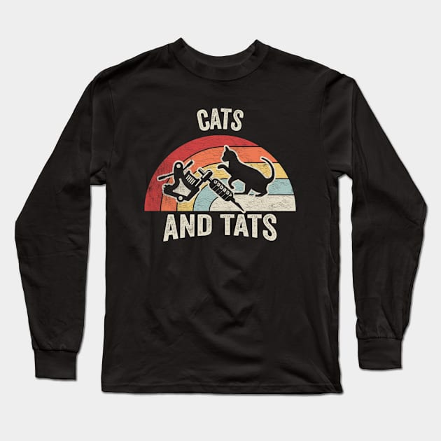 Cats And Tats Cat Lover Tattoo Lover Tattoo Artist Cat Mom Gift Tattooed Tats Long Sleeve T-Shirt by SomeRays